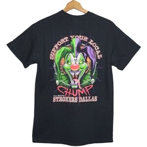 Rick Fairless Strokers Dallas Jester Clown Joker Graphic Biker T Shirt - Men's M